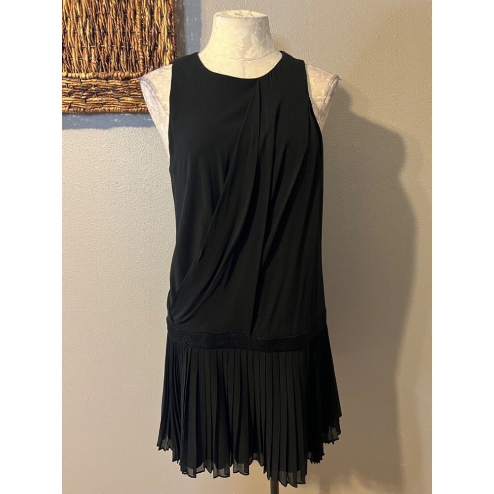 Rag & Bone Dress 6 Black Stretch Silk Rich Drape Pleat Trim - Picture 3 of 15